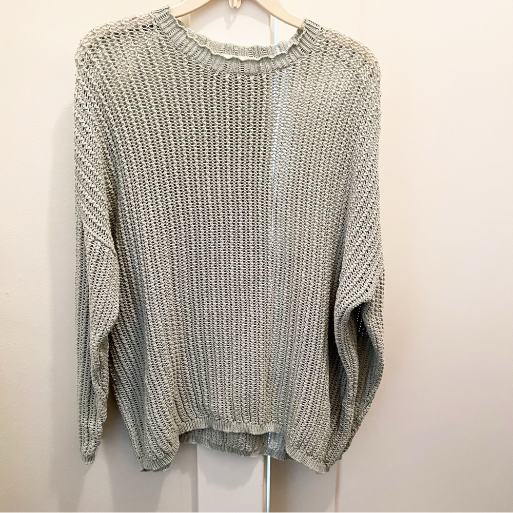 Rag & Bone‎ Green Pastel Open Knit Sweater Small Cotton Blend Casual Pullover